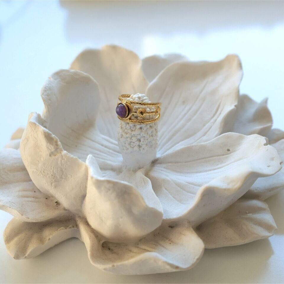 Çelik Ametist Yüzük