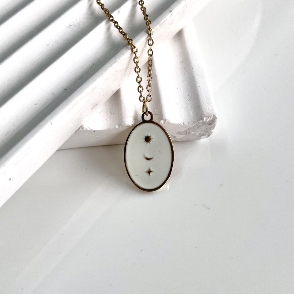 Çelik Ay Yıldız Kolye