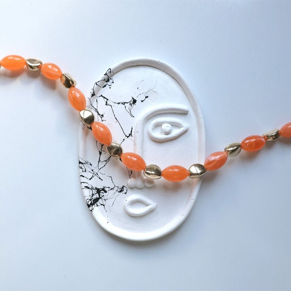 Turuncu Boncuk Kolye