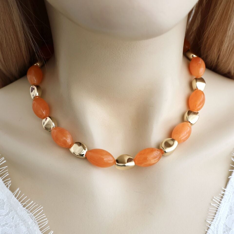 Turuncu Boncuk Kolye