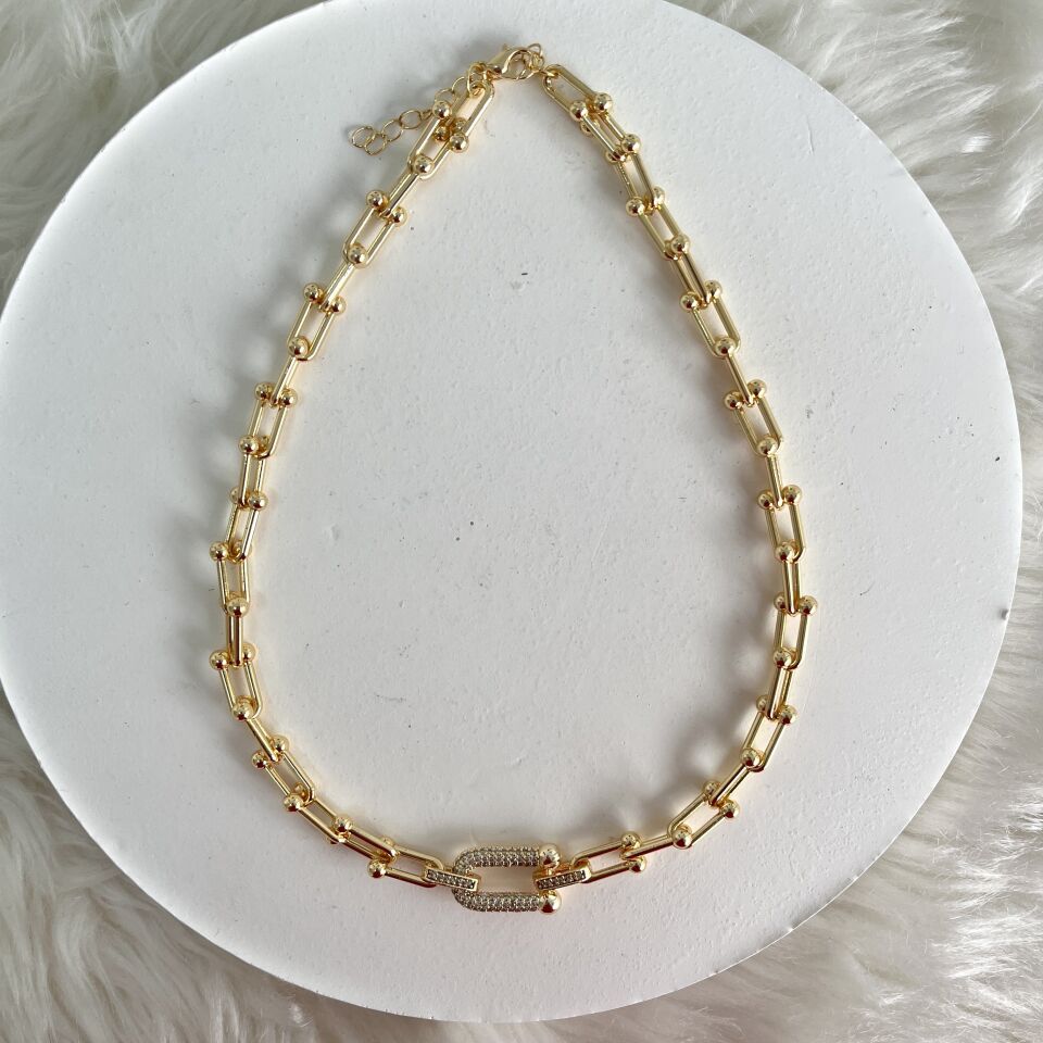 Çelik Zirkon Taşlı Tiffany Kolye