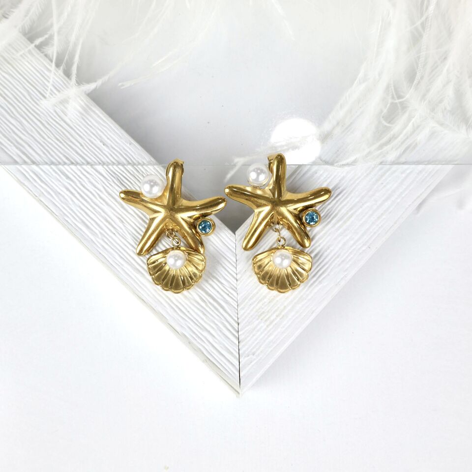 Çelik Deniz Yıldızı Küpe