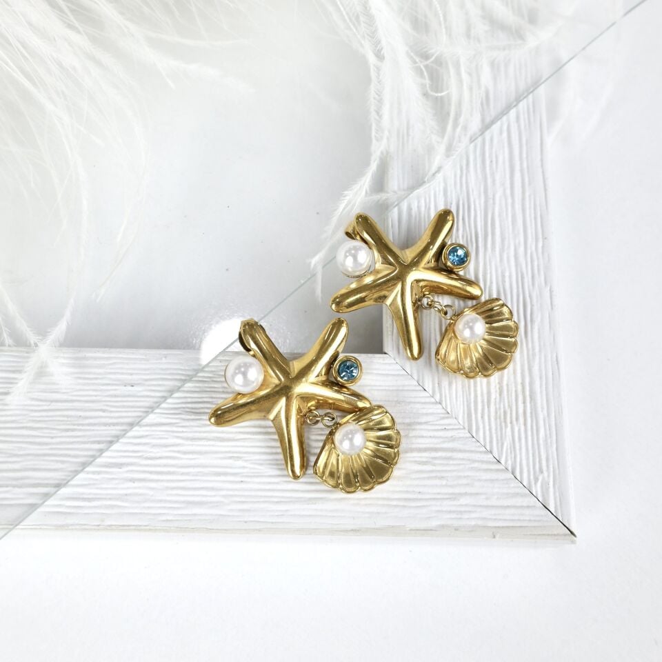 Çelik Deniz Yıldızı Küpe