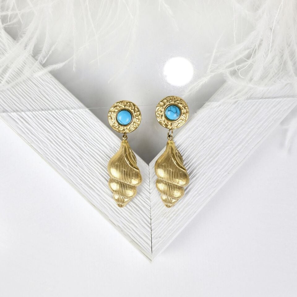 Çelik Turkuaz Taşı Küpe