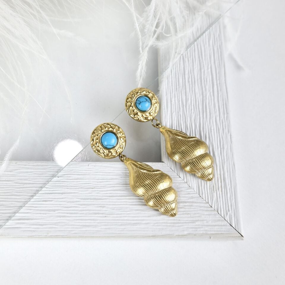 Çelik Turkuaz Taşı Küpe