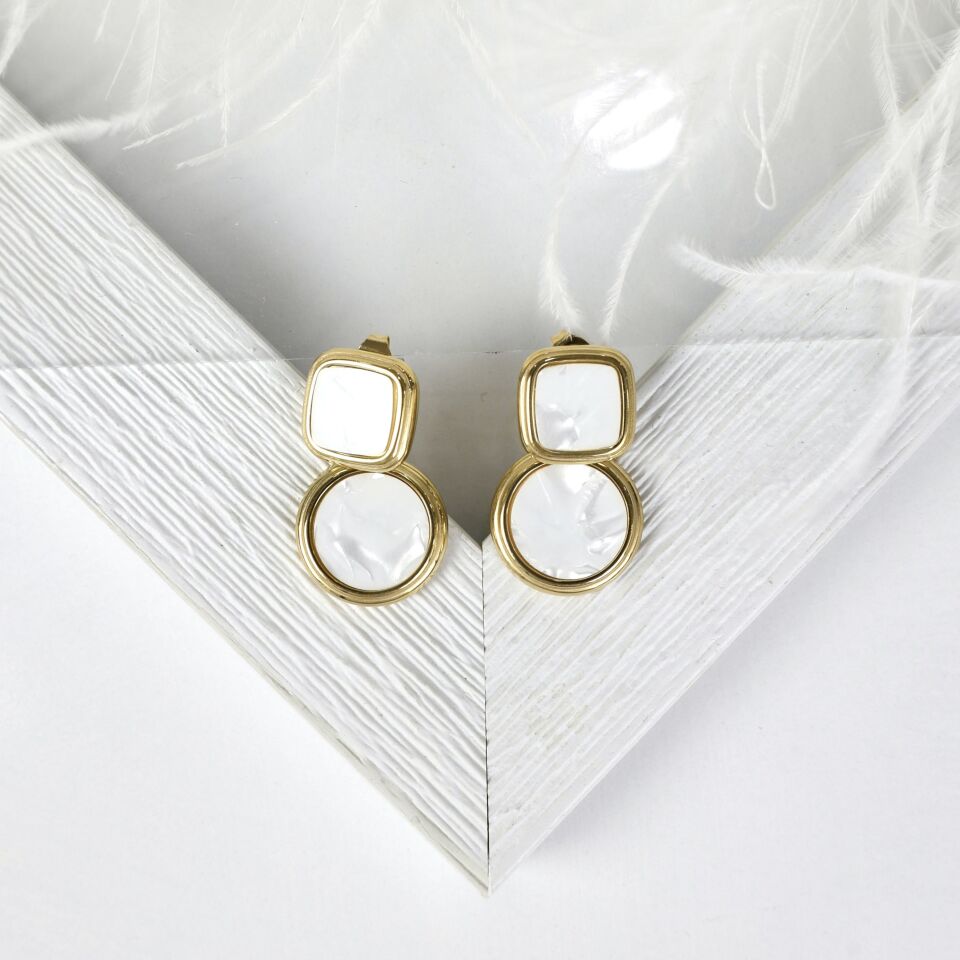 Çelik Sedef Taşı Küpe