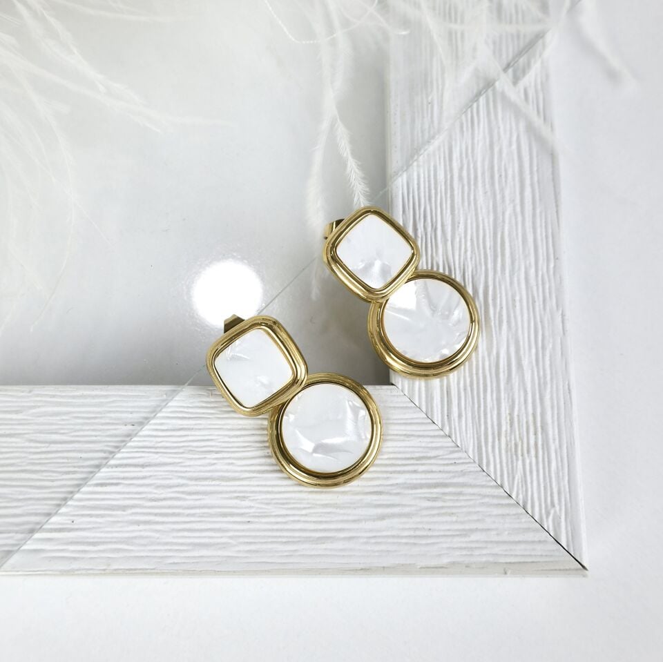 Çelik Sedef Taşı Küpe