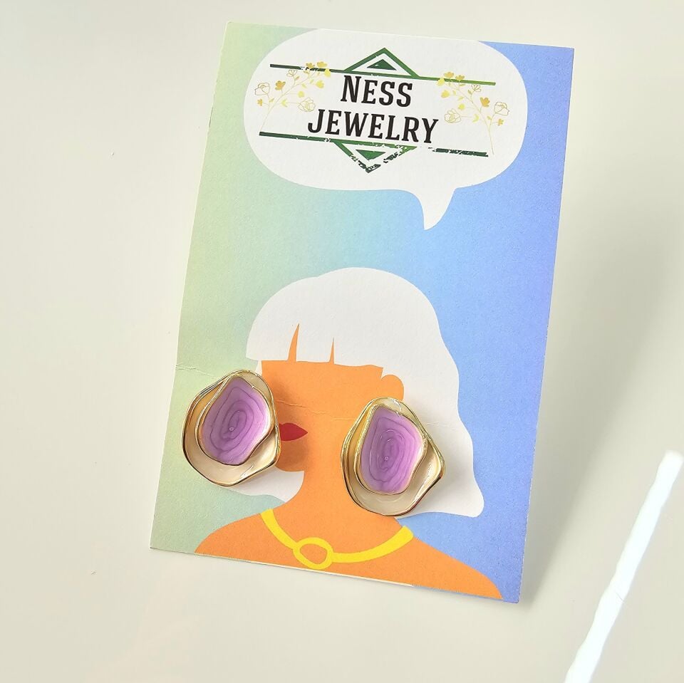 İthal Yakamoz Küpe Lila