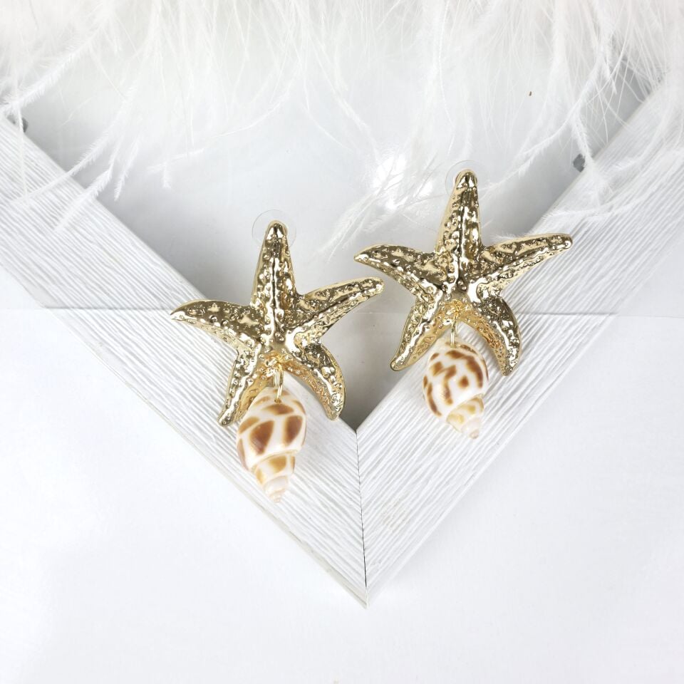 Deniz Kabuklu Yıldız Küpe