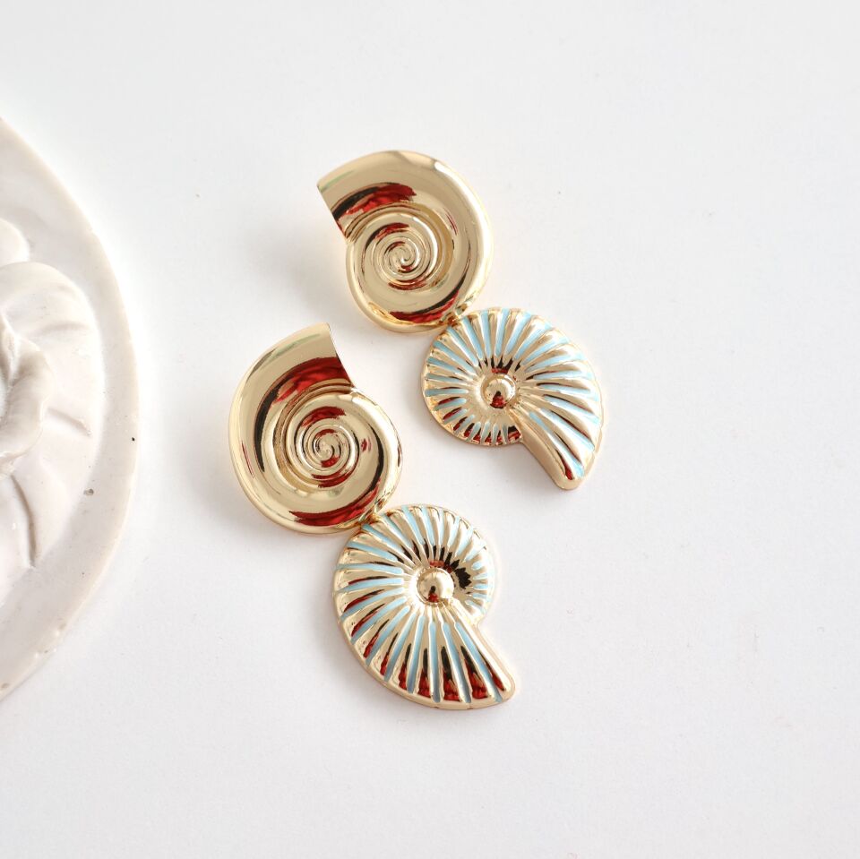 Mavi Salyangoz Küpe