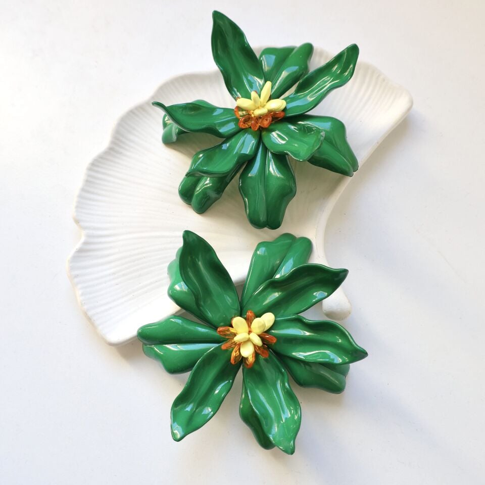 Zara Model Yeşil Çiçek Küpe