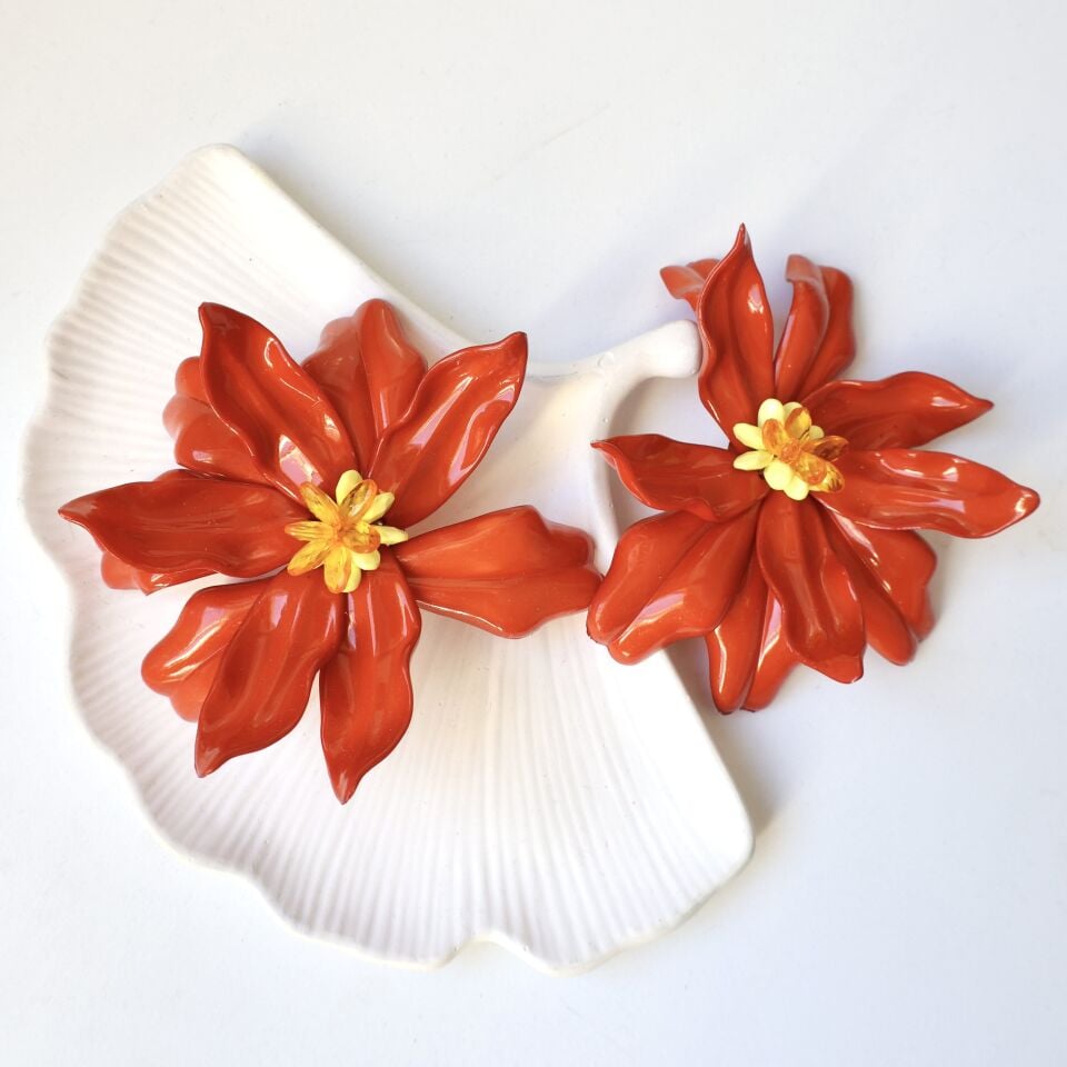 Zara Model Turuncu Çiçek Küpe