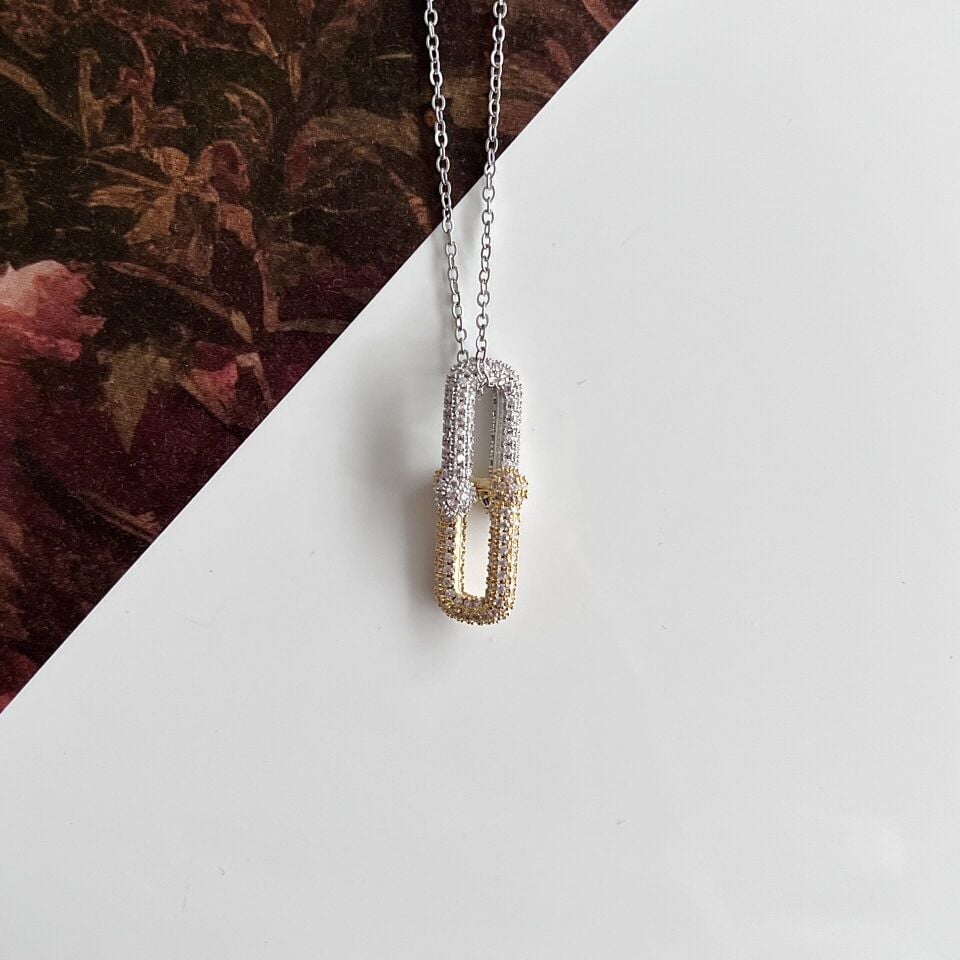 Çelik Zirkon Taşlı Tiffany Kolye