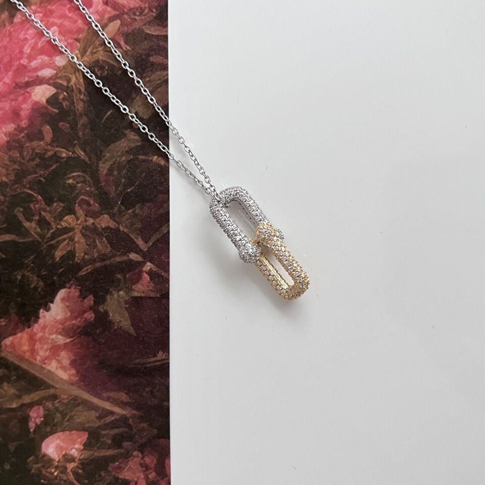 Çelik Zirkon Taşlı Tiffany Kolye