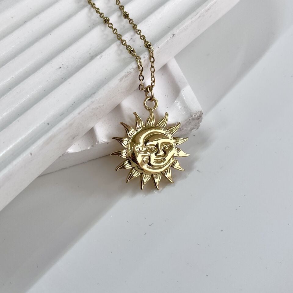 Çelik Güneş&Ay Kolye