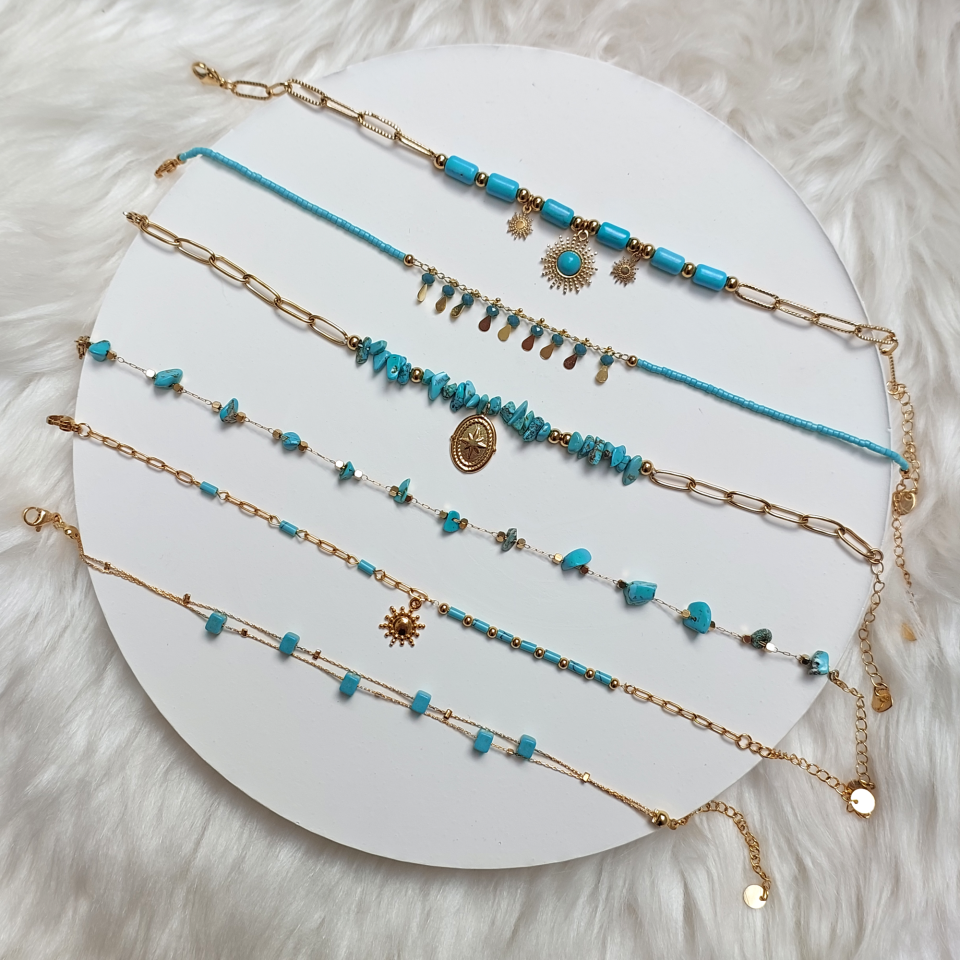 Çelik Turkuaz Taşı Halhal