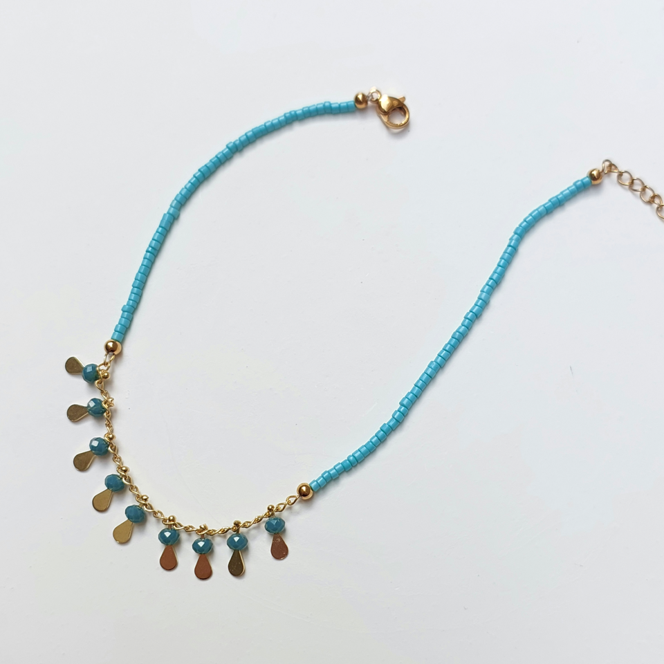 Çelik Mavi Taşlı Halhal