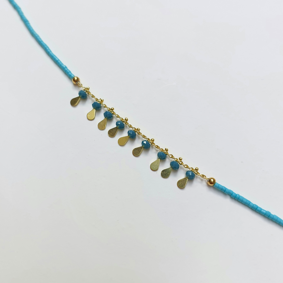 Çelik Mavi Taşlı Halhal