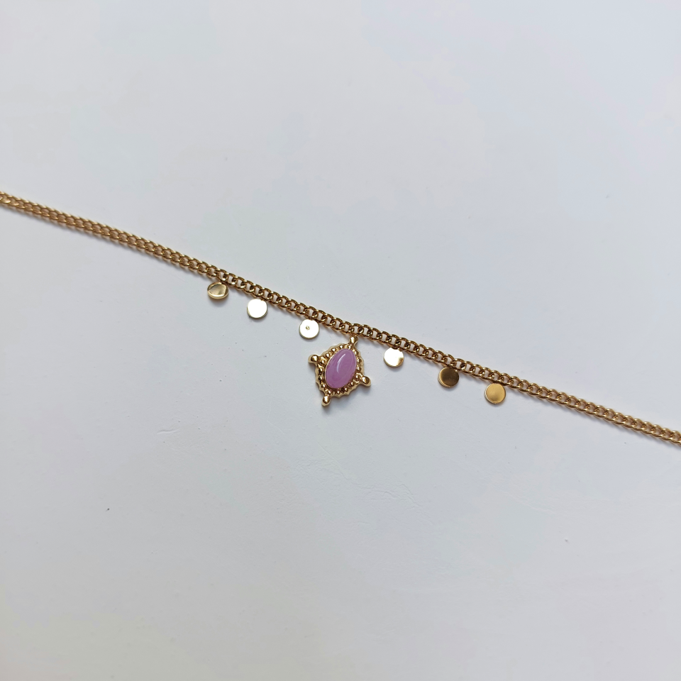 Çelik Pembe Taşlı Halhal