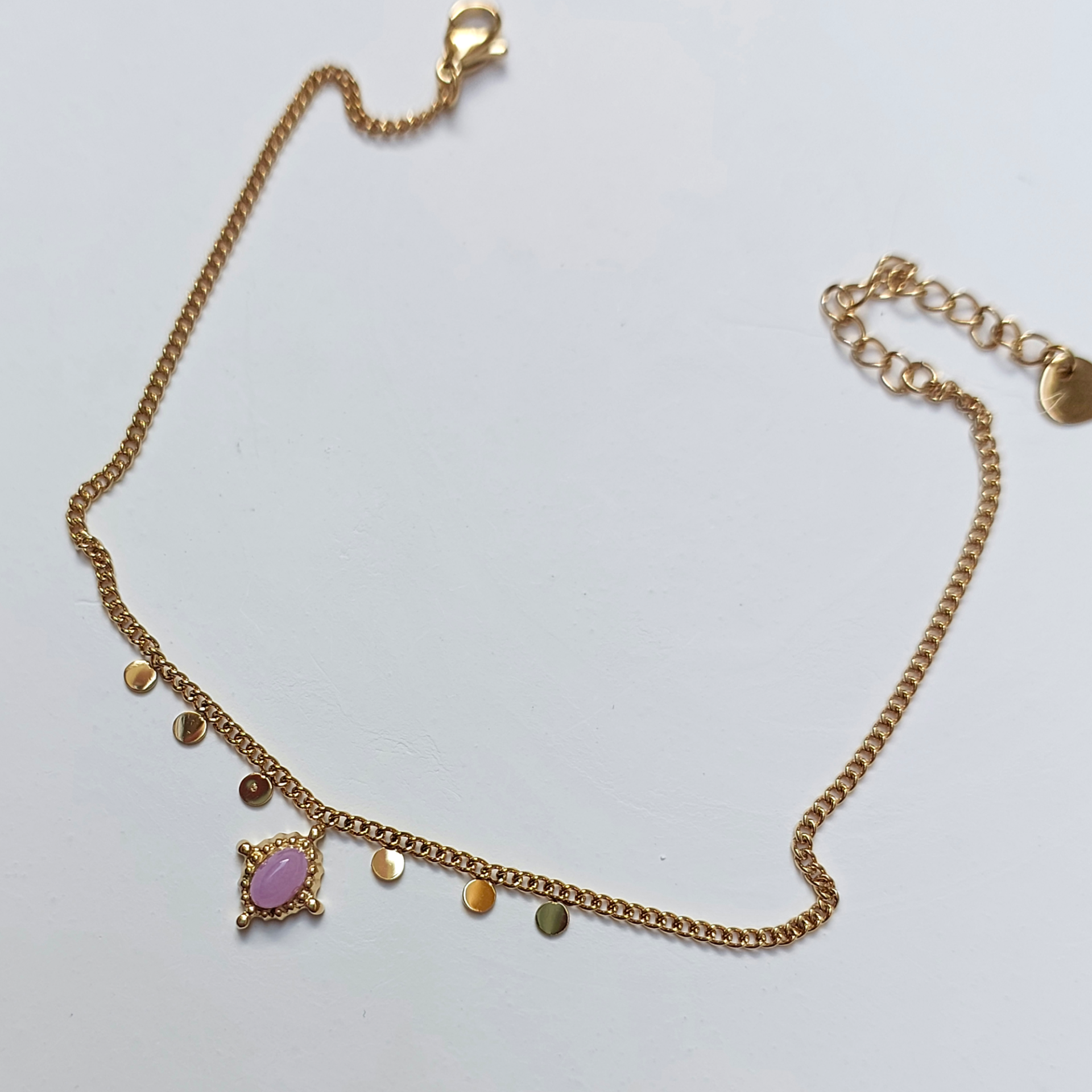 Çelik Pembe Taşlı Halhal