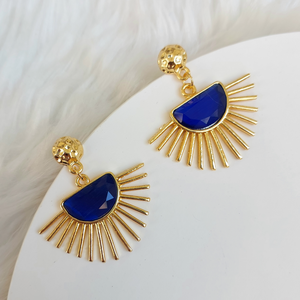 Kristal Lacivert Taş Küpe