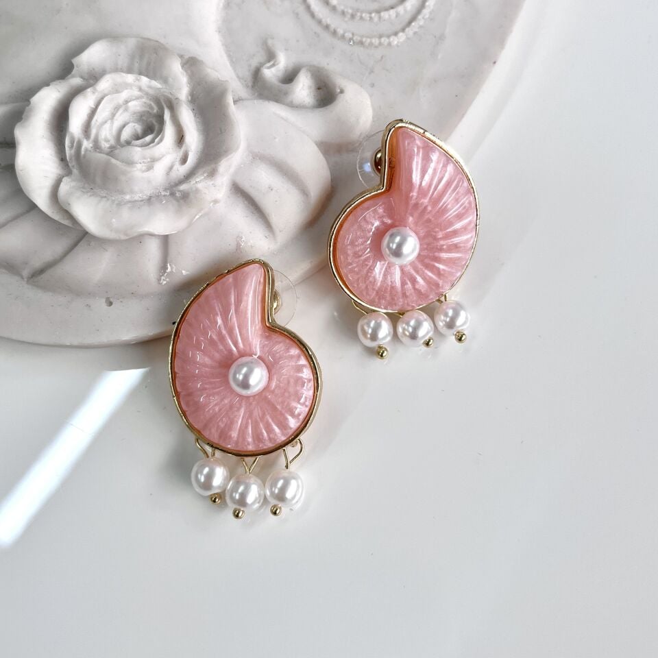 İthal İnci Detay Salyangoz Küpe