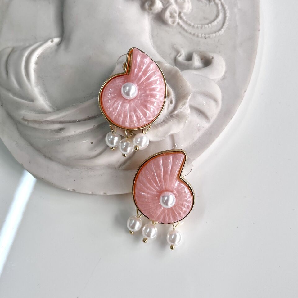 İthal İnci Detay Salyangoz Küpe