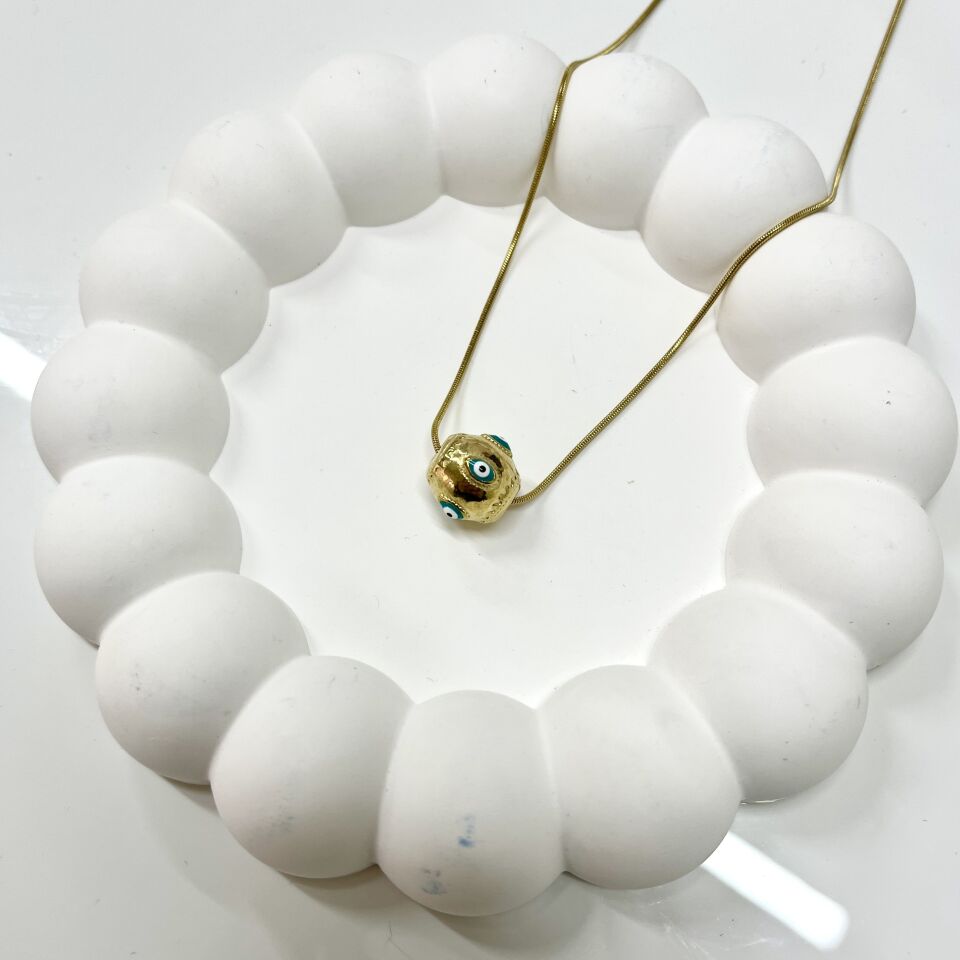 Çelik Nazar Boncuğu Kolye