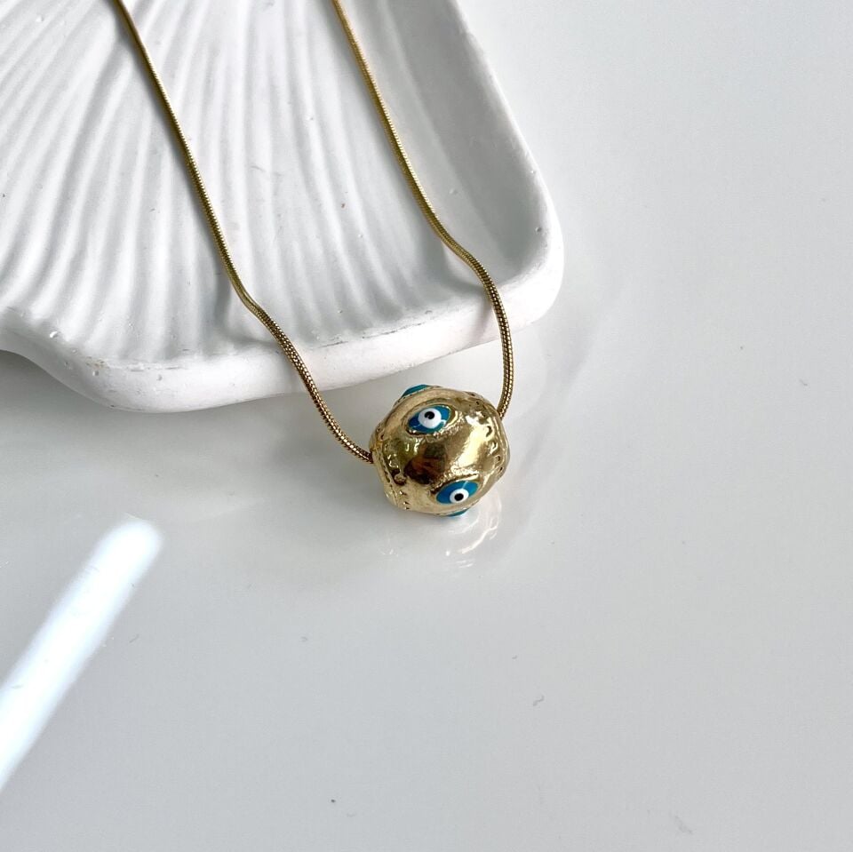 Çelik Nazar Boncuğu Kolye