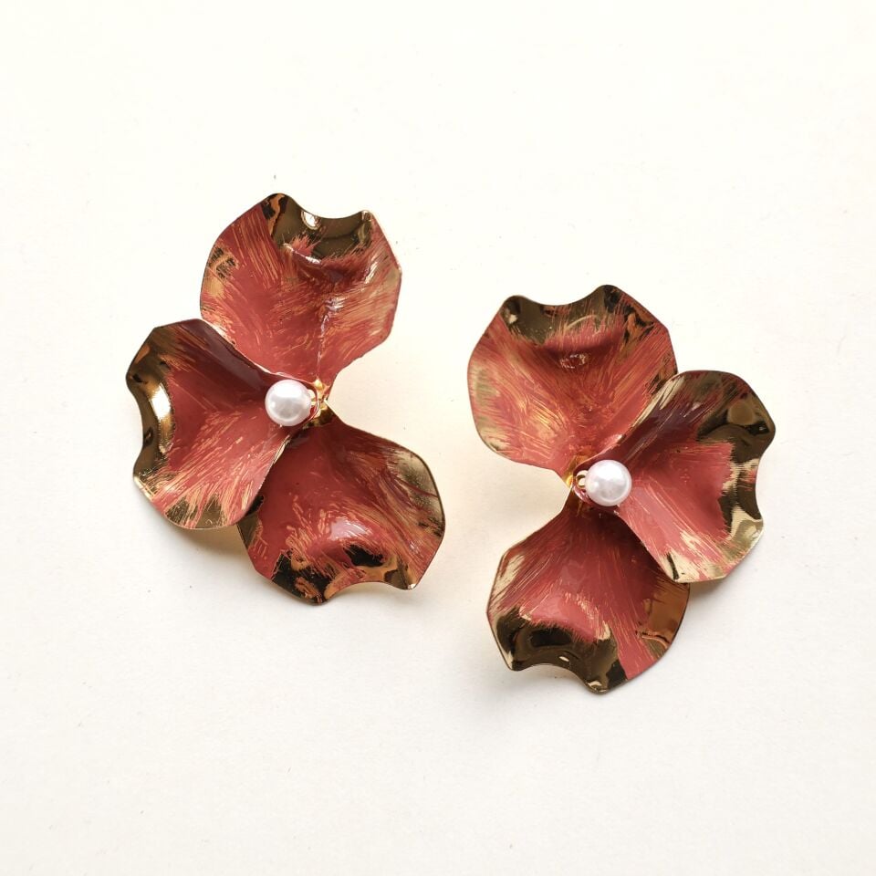 İnci Detay Çiçek Küpe