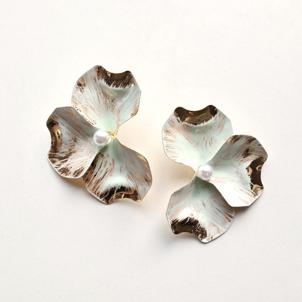 İnci Detay Çiçek Küpe