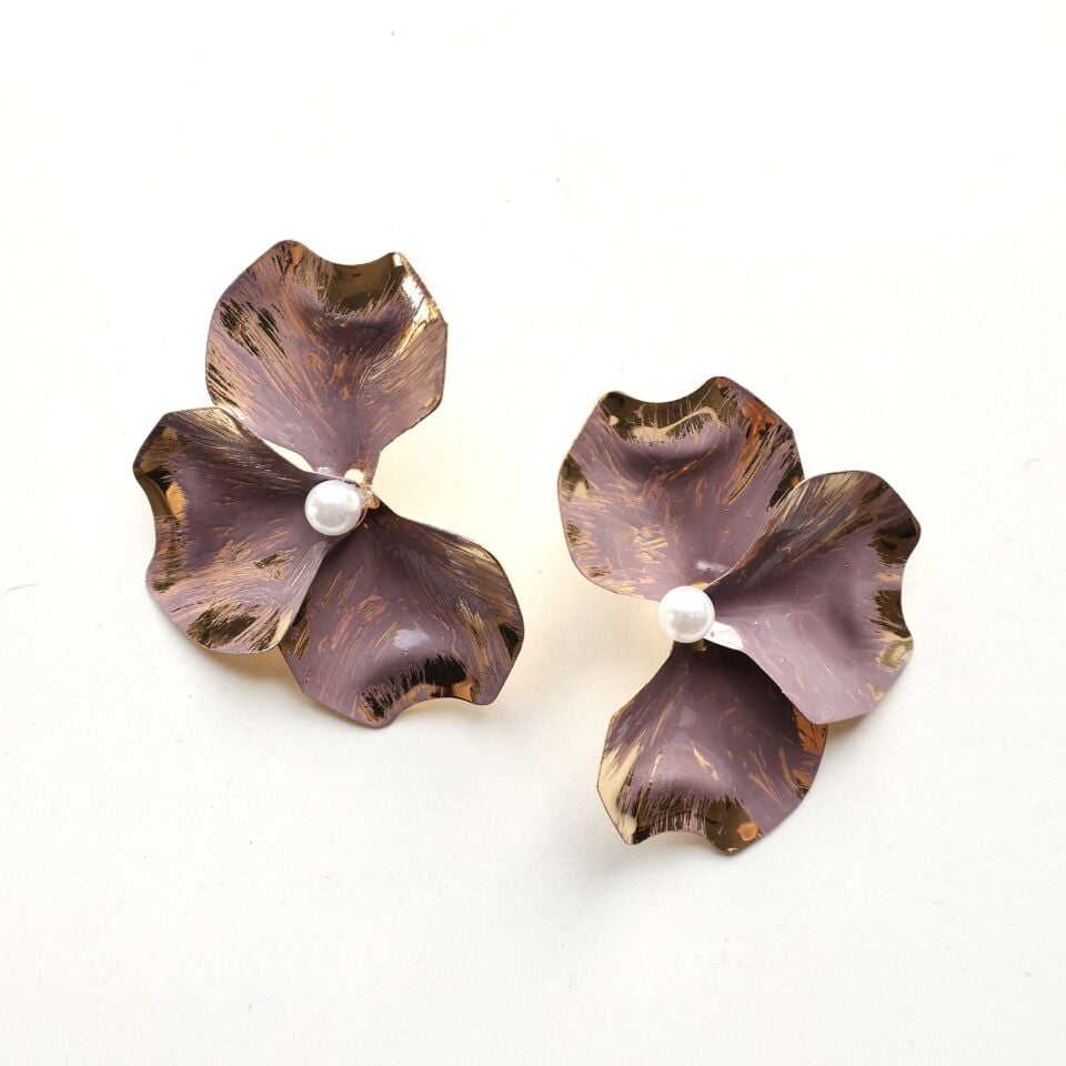 İnci Detay Çiçek Küpe