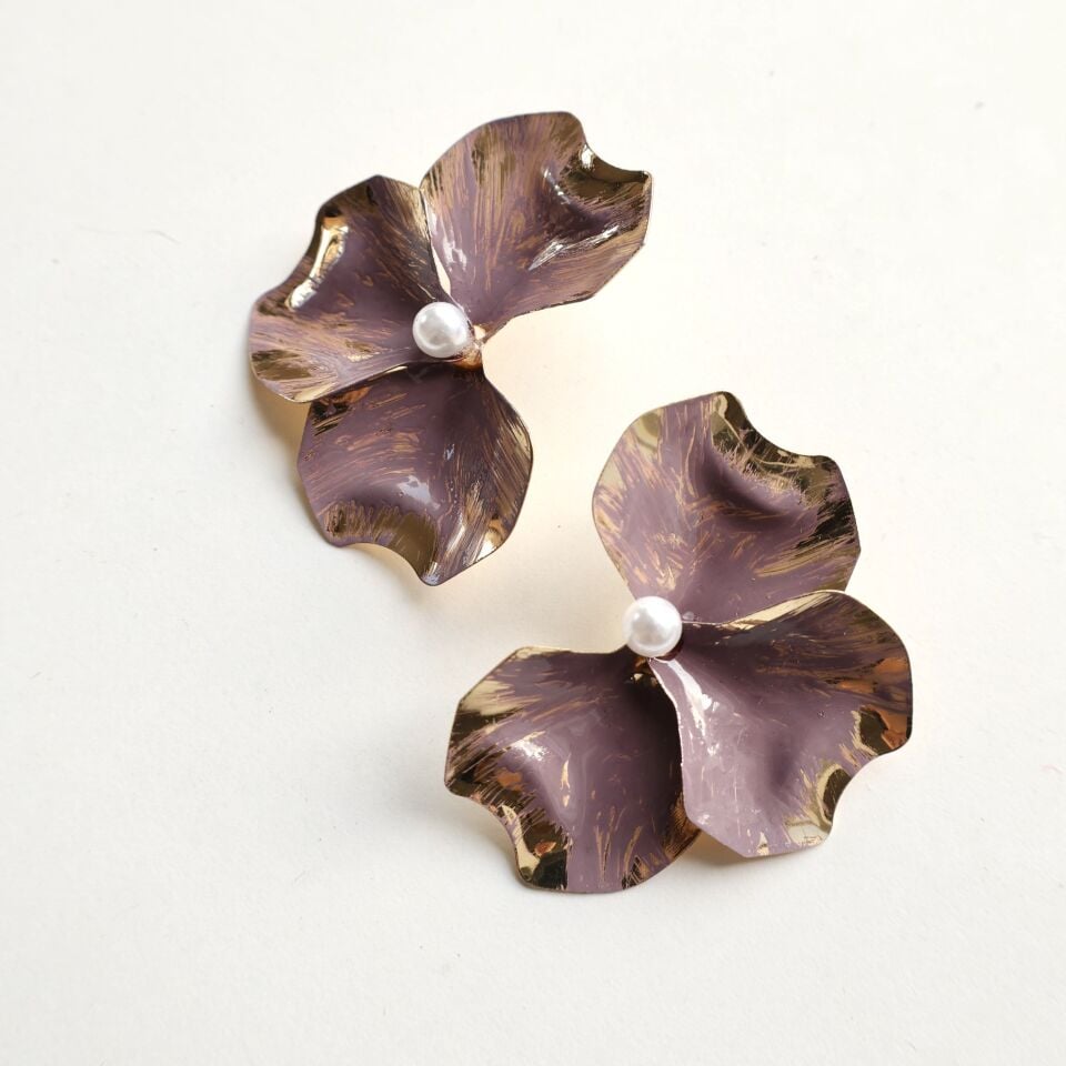 İnci Detay Çiçek Küpe