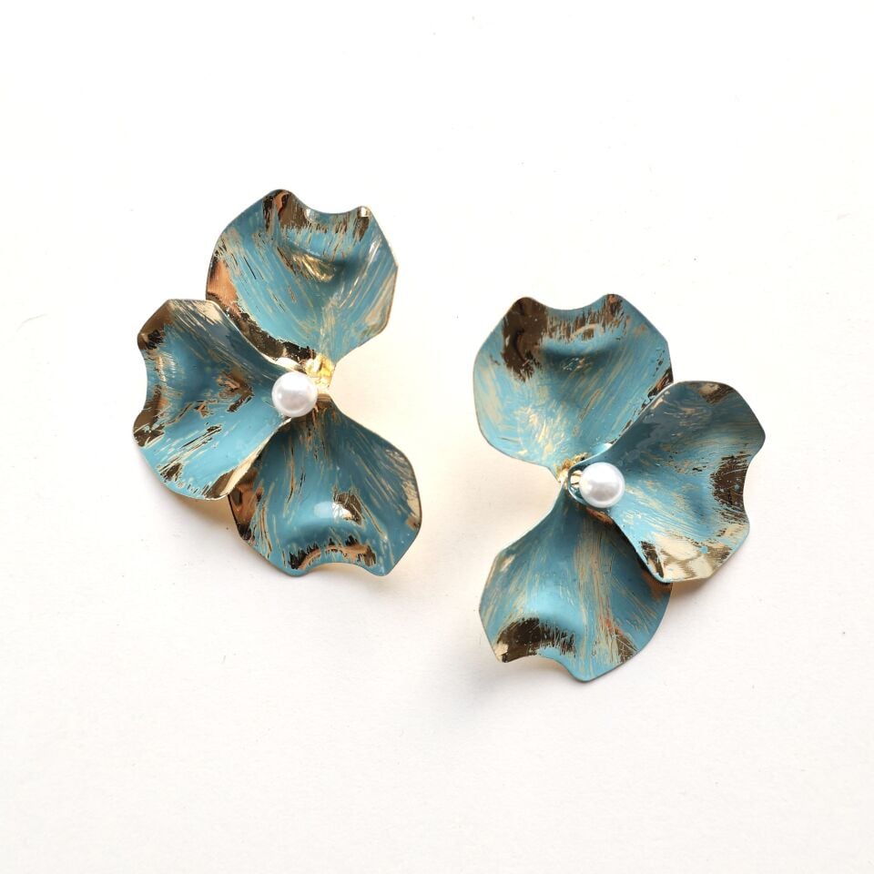 İnci Detay Çiçek Küpe