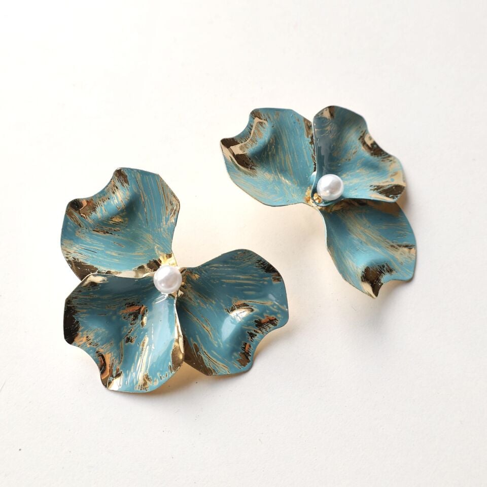 İnci Detay Çiçek Küpe