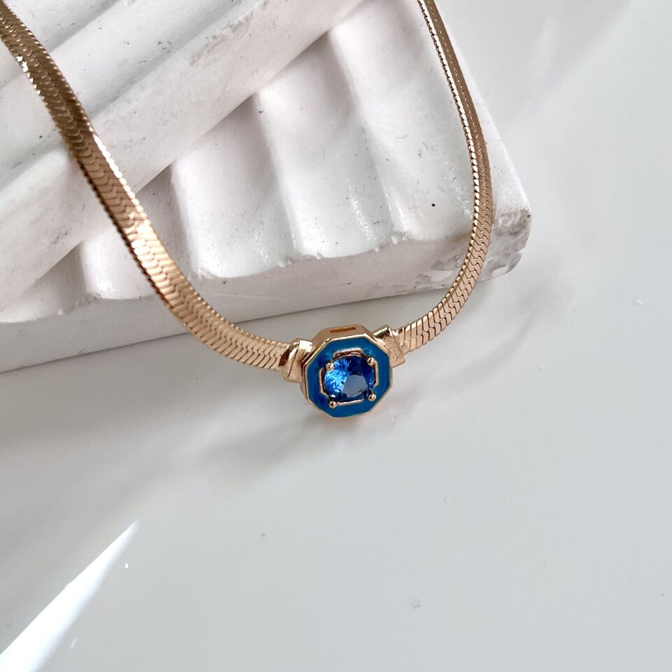 Xuping Mavi Taşlı İtalyan Kolye