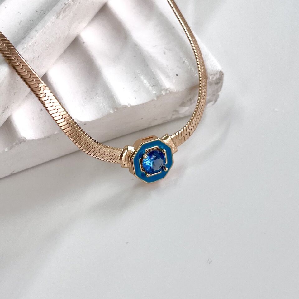 Xuping Mavi Taşlı İtalyan Kolye