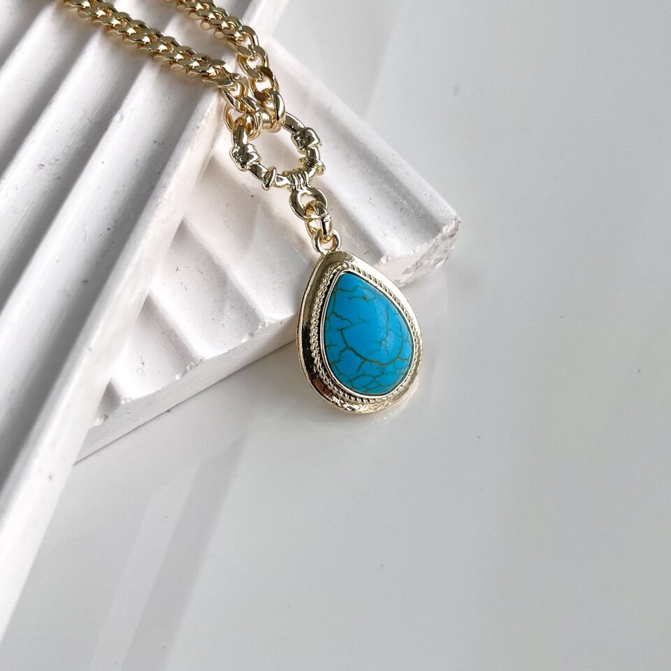 Doğal Turkuaz Taşı Kolye