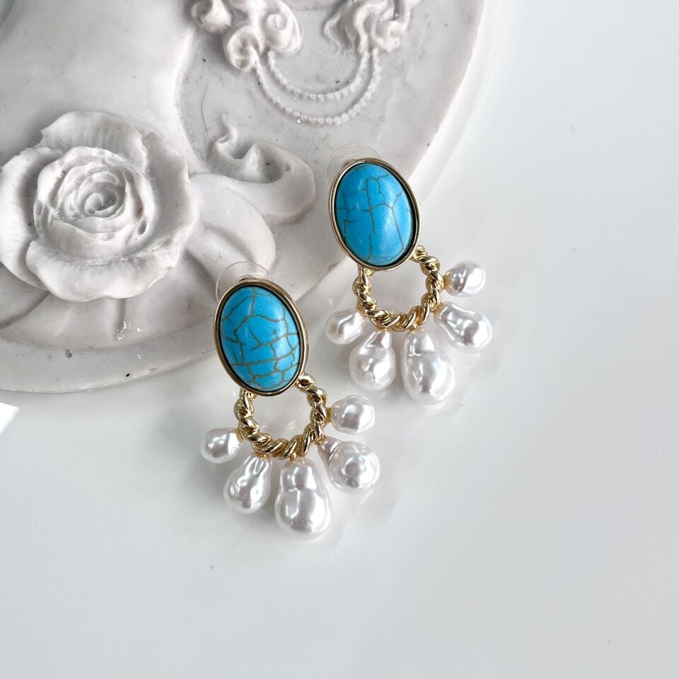 Doğal Turkuaz Taşı Küpe