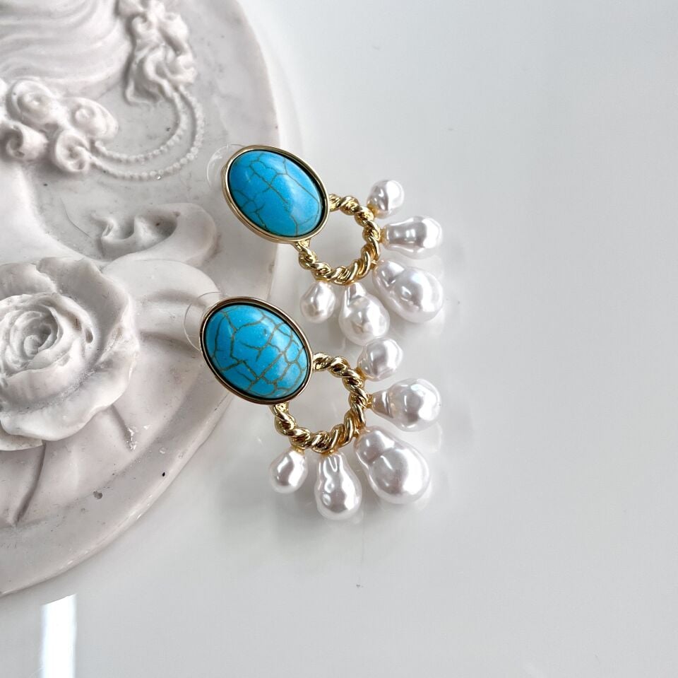 Doğal Turkuaz Taşı Küpe