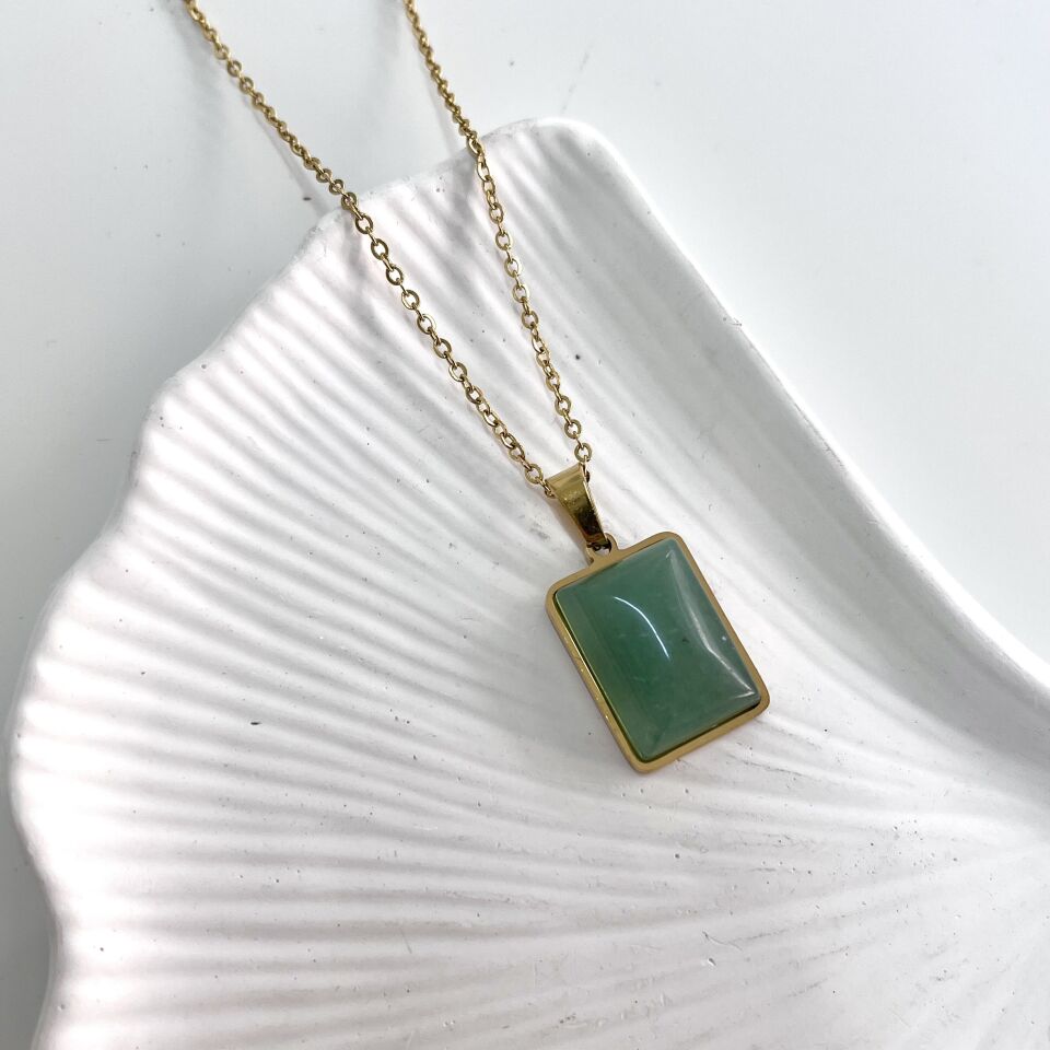 Çelik Aventurin Taşı Kolye