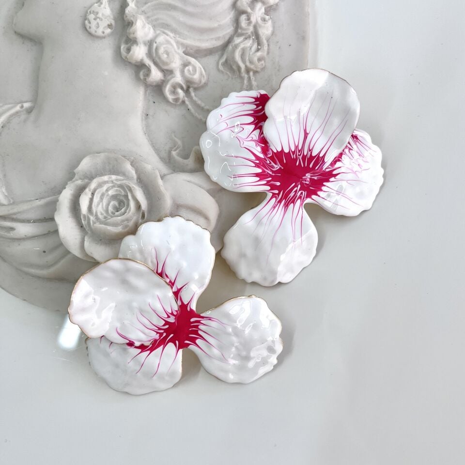 Seramik Orkide Küpe