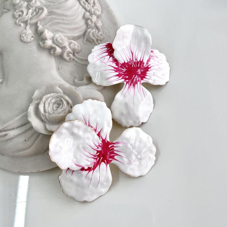 Seramik Orkide Küpe