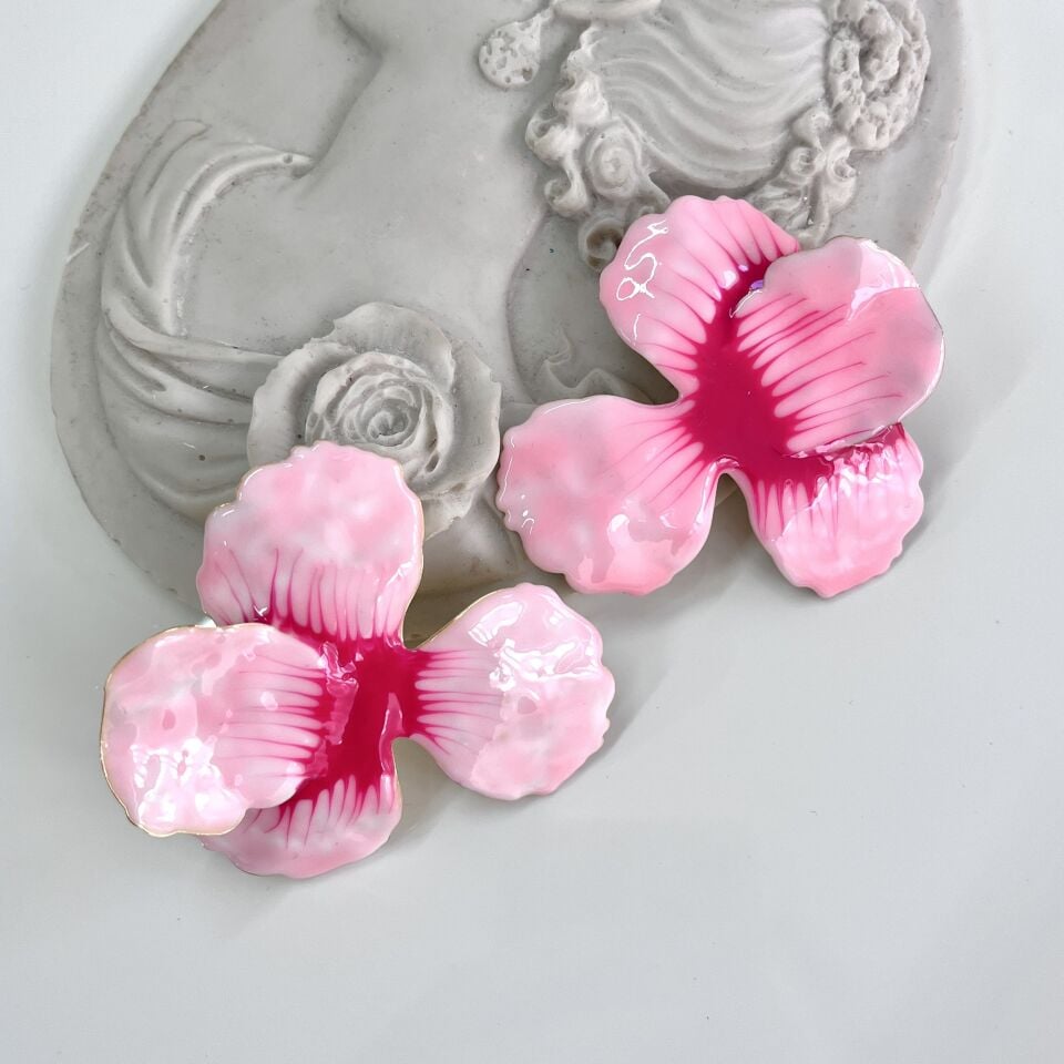 Seramik Orkide Küpe