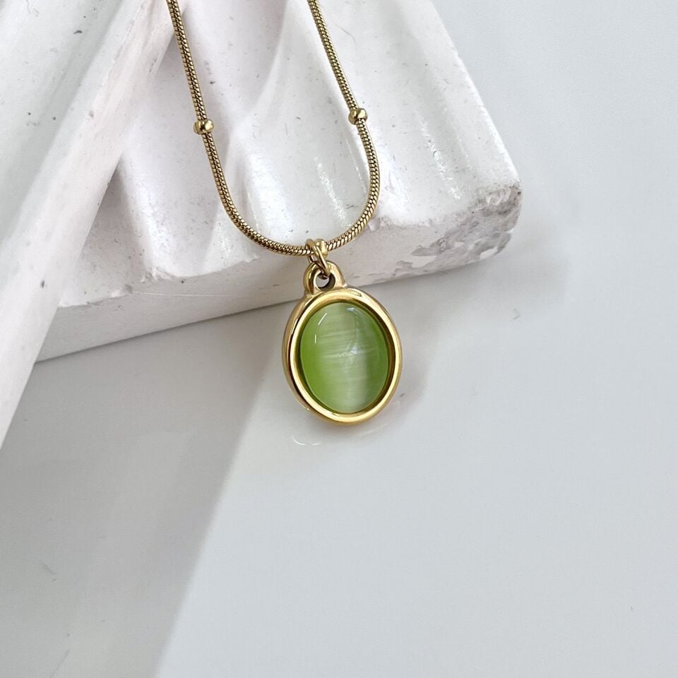 Çelik Kedi Gözü Kolye