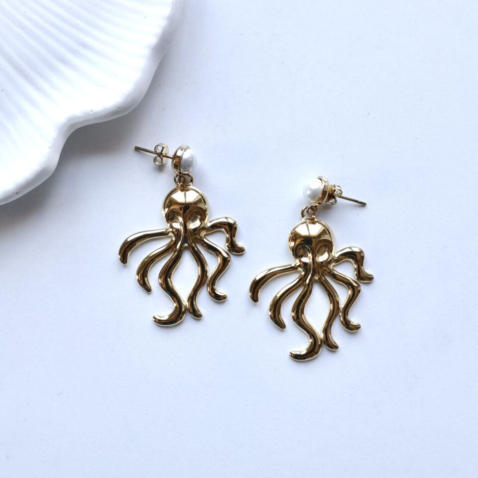 Çelik Ahtapot Küpe