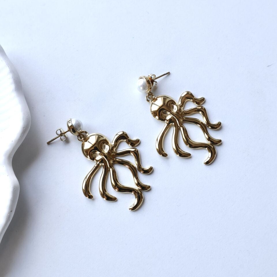 Çelik Ahtapot Küpe