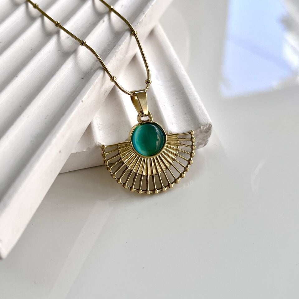 Çelik Kedi Gözü Kolye