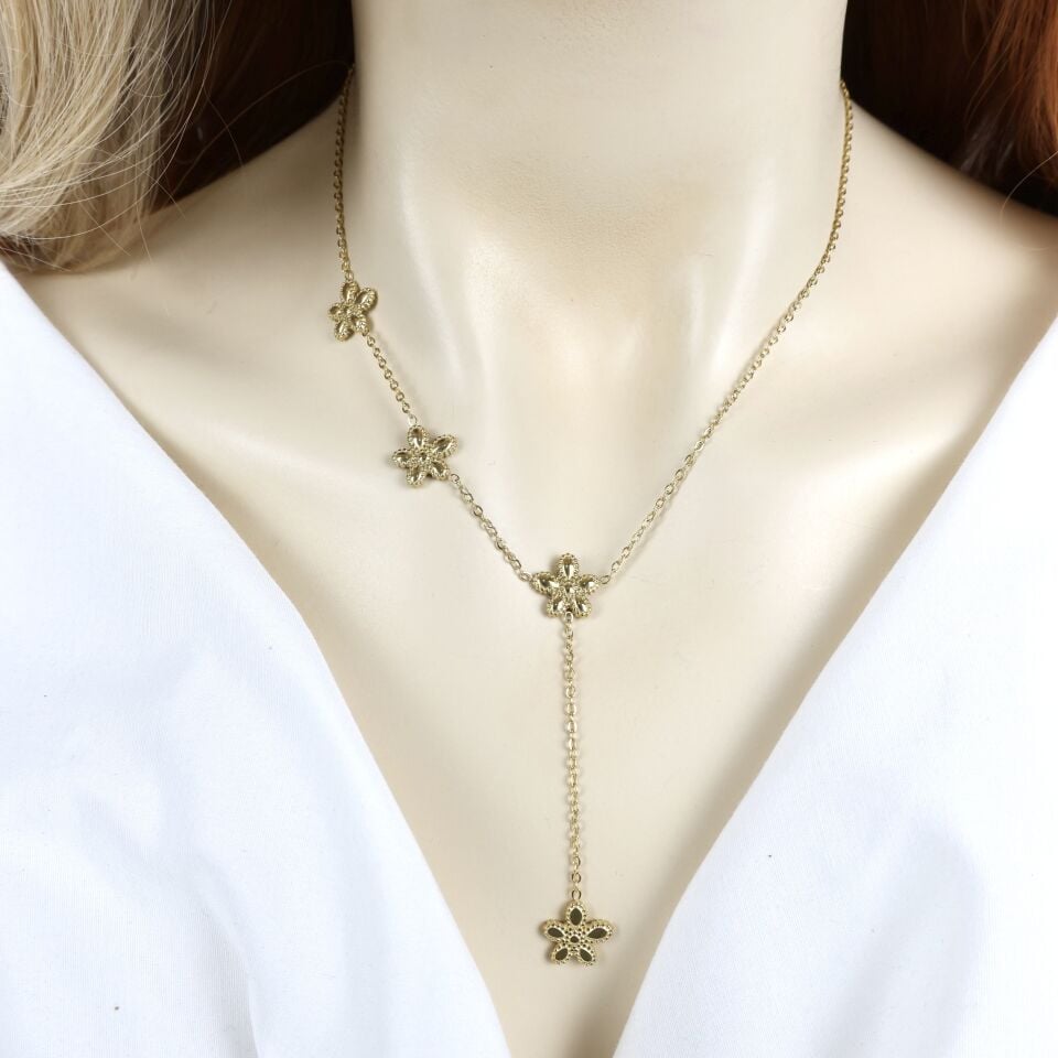 Çelik Çiçek Y Kolye