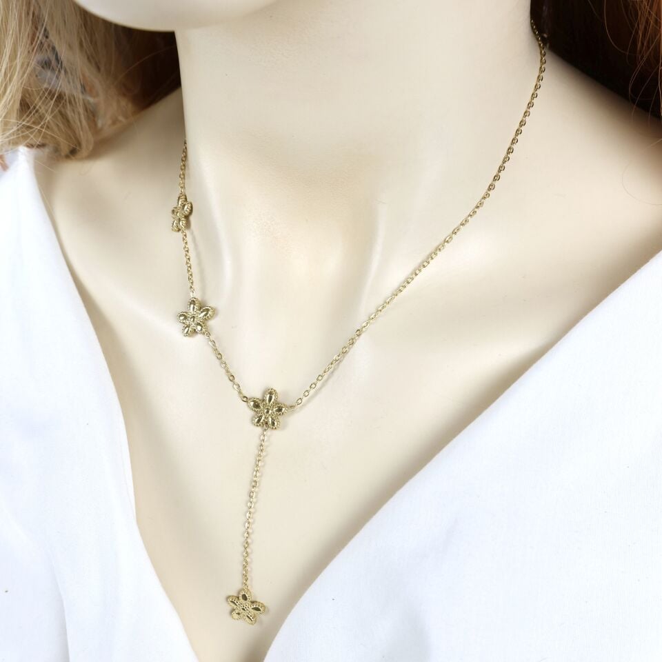 Çelik Çiçek Y Kolye